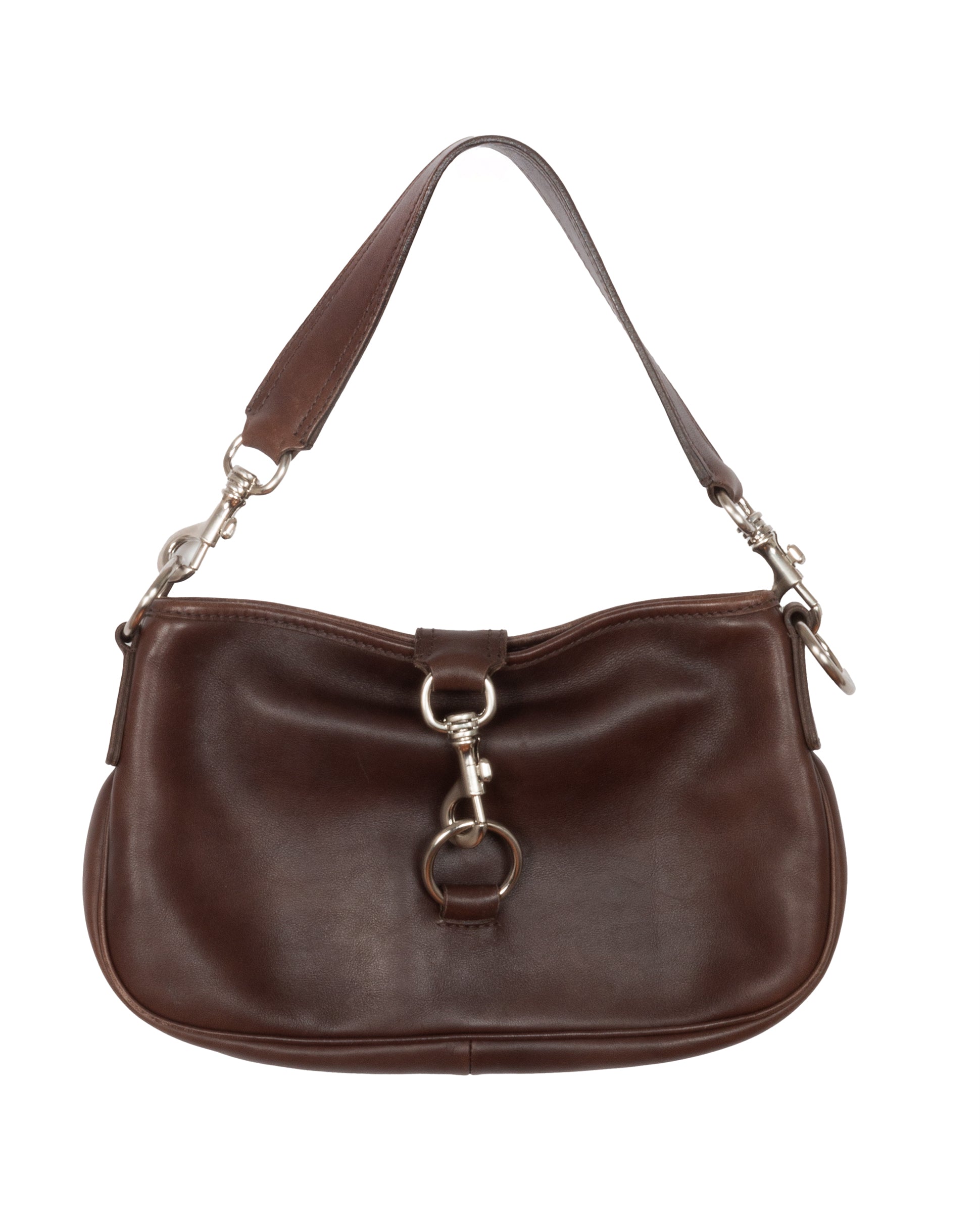 Miu Miu Early 2000s Brown Leather Shoulder Bag - vothe archive - curated designer vintage
