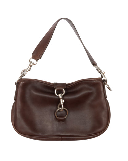 Miu Miu Early 2000s Brown Leather Shoulder Bag - vothe archive - curated designer vintage
