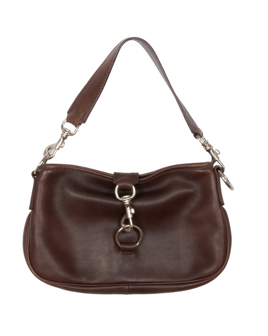Miu Miu Early 2000s Brown Leather Shoulder Bag - vothe archive - curated designer vintage
