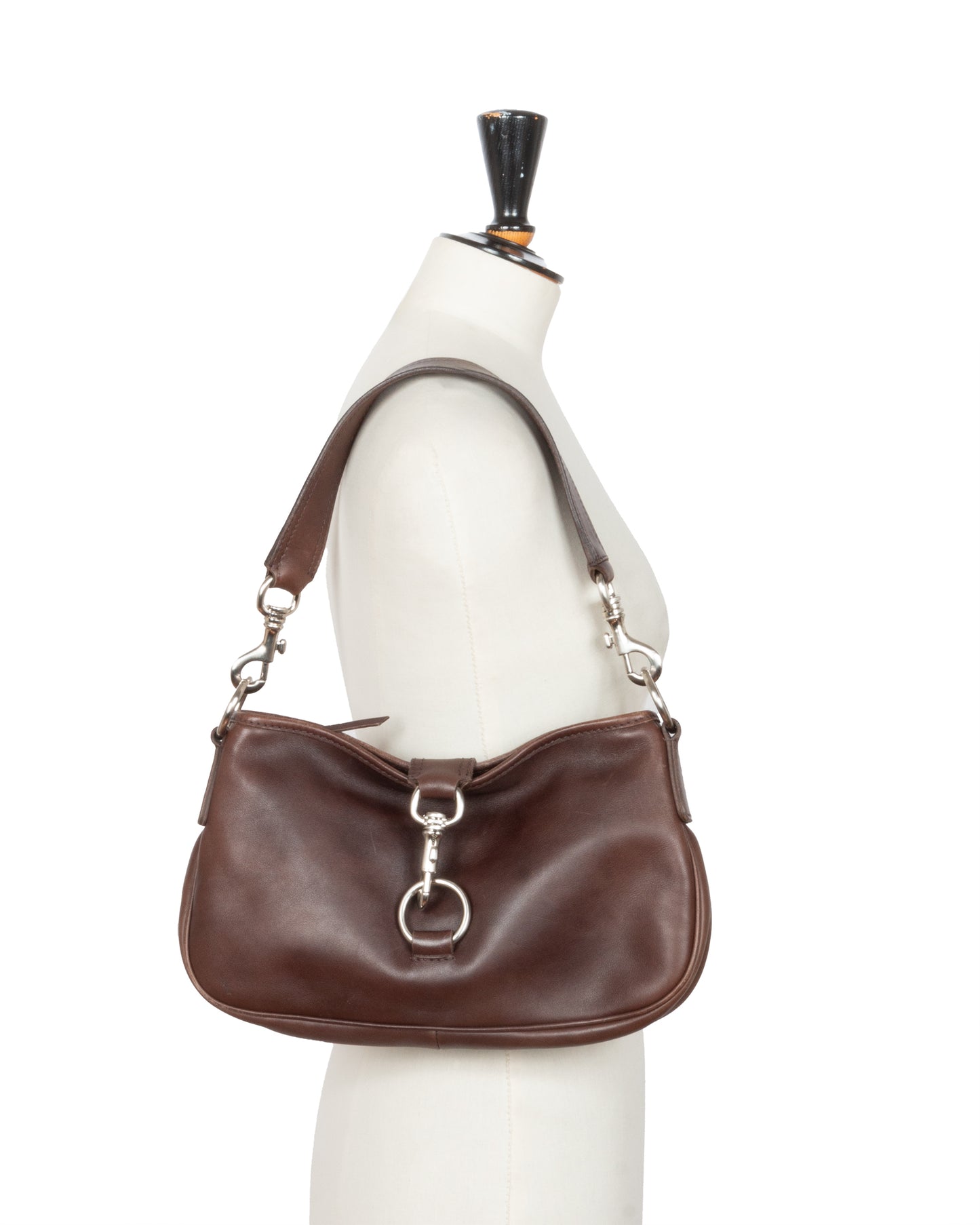 Miu Miu Early 2000s Brown Leather Shoulder Bag - vothe archive - curated designer vintage
