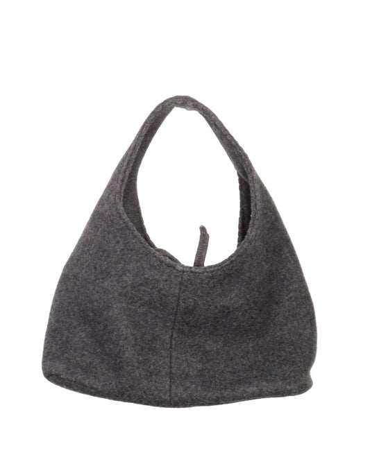 Gray shoulder bag on a white background Miu Miu FW1999 Wool Hobo Bag - vothe archive - curated designer vintage 