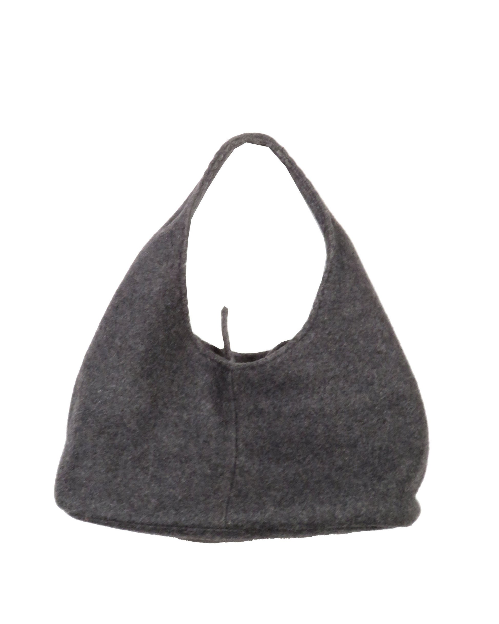 Gray felted bag on a white background