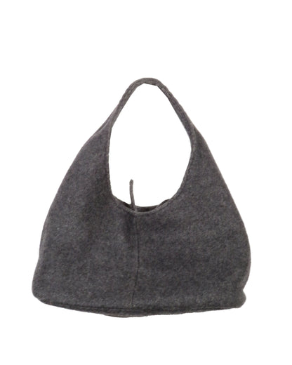 Gray felted bag on a white background