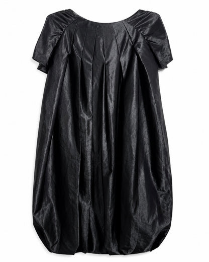 Black dress with puffed sleeves on a white background