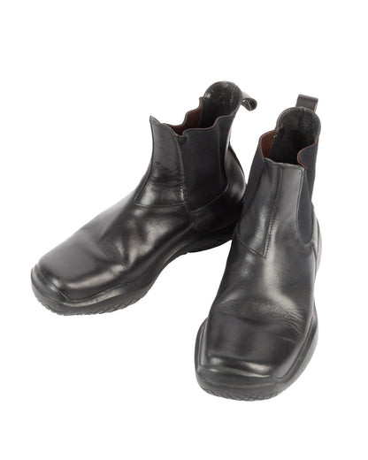 Prada Sport FW1999 Black Square Toe Leather Chelsea Boots - vothe archive - curated designer vintage
