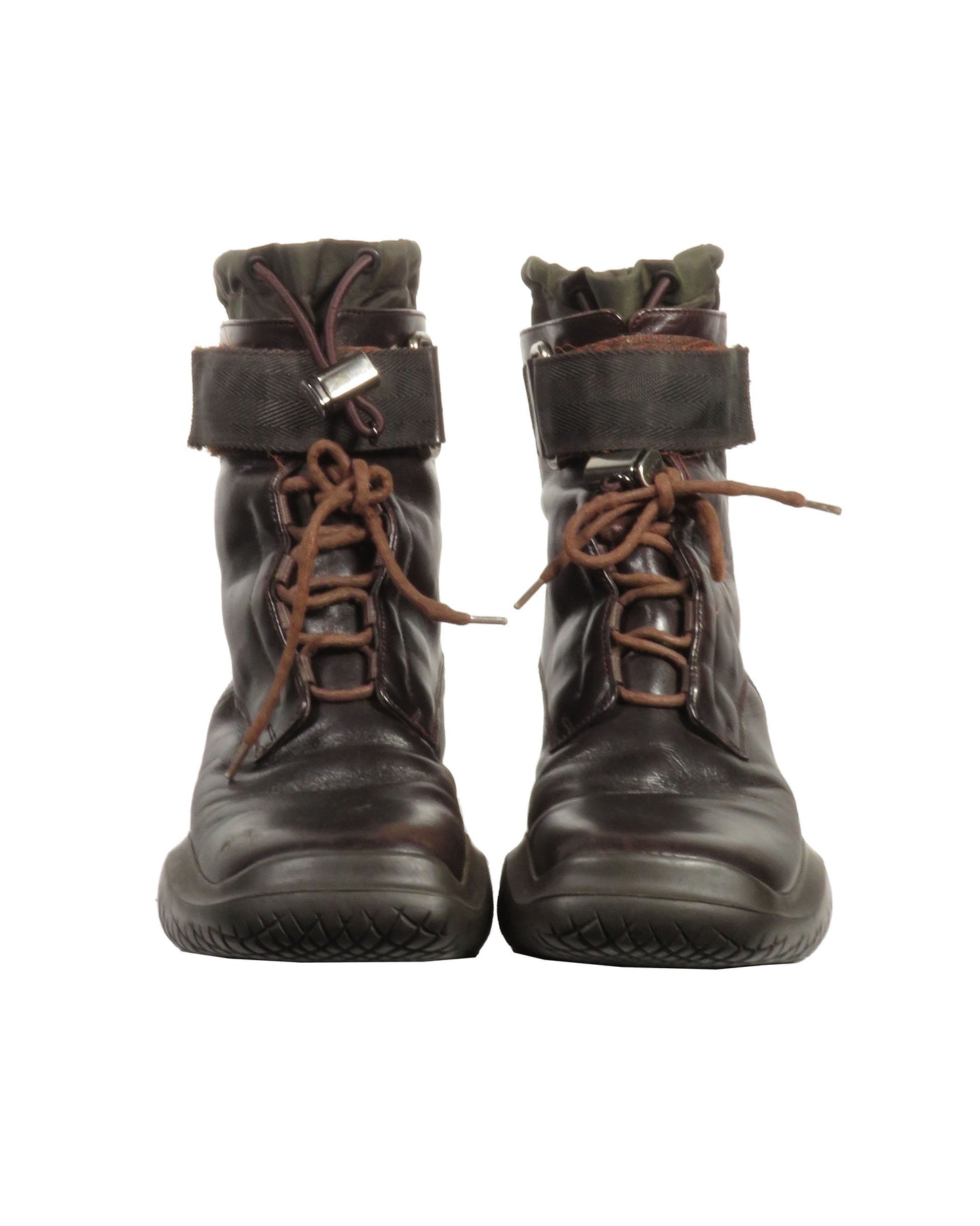 FW1999 Brown Technical Leather Utility Boots - 36.5