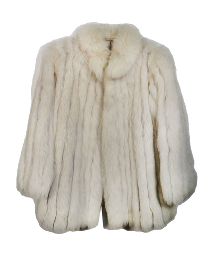 White fur coat with a fur collar on a white background