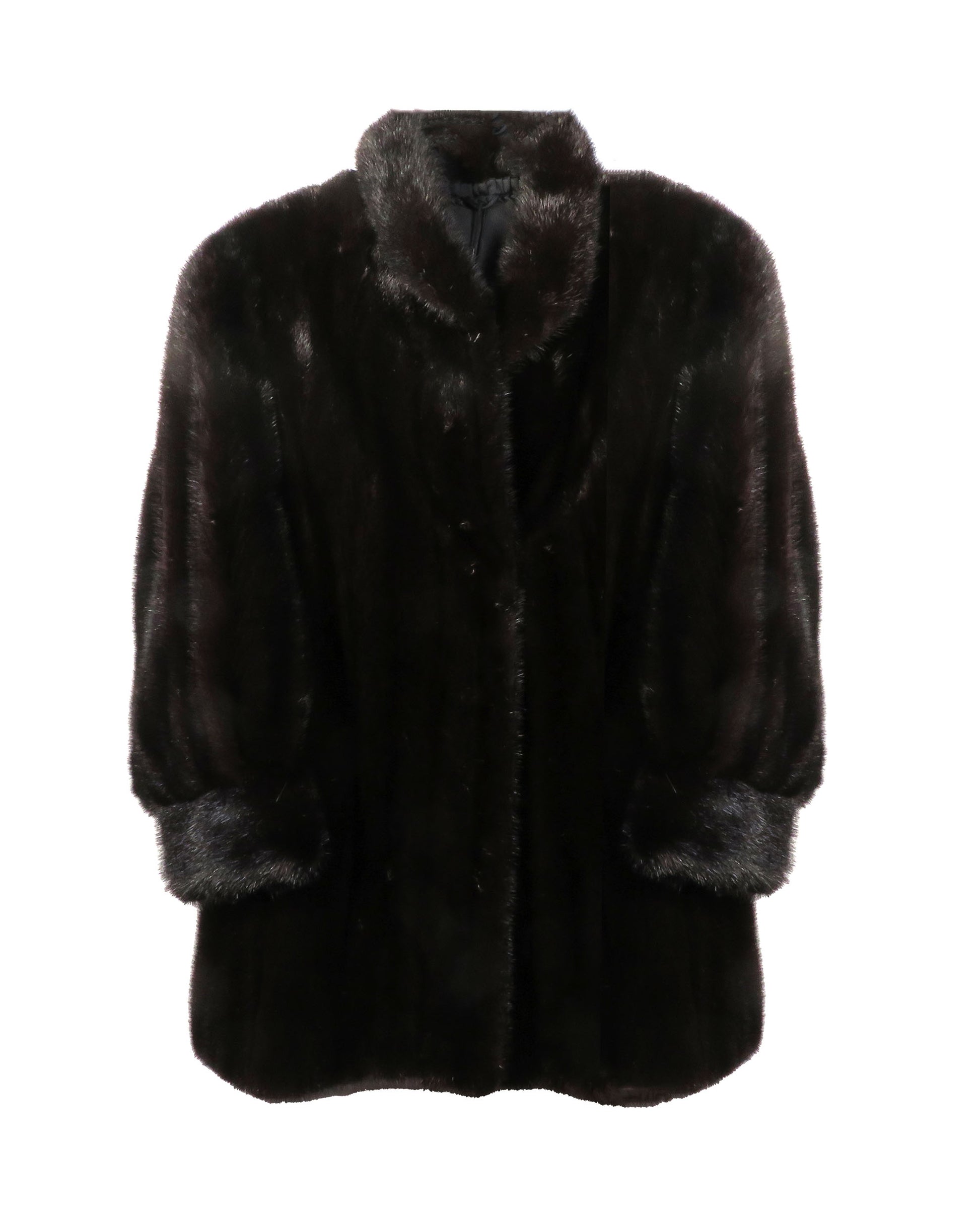 Black fur coat on a white background