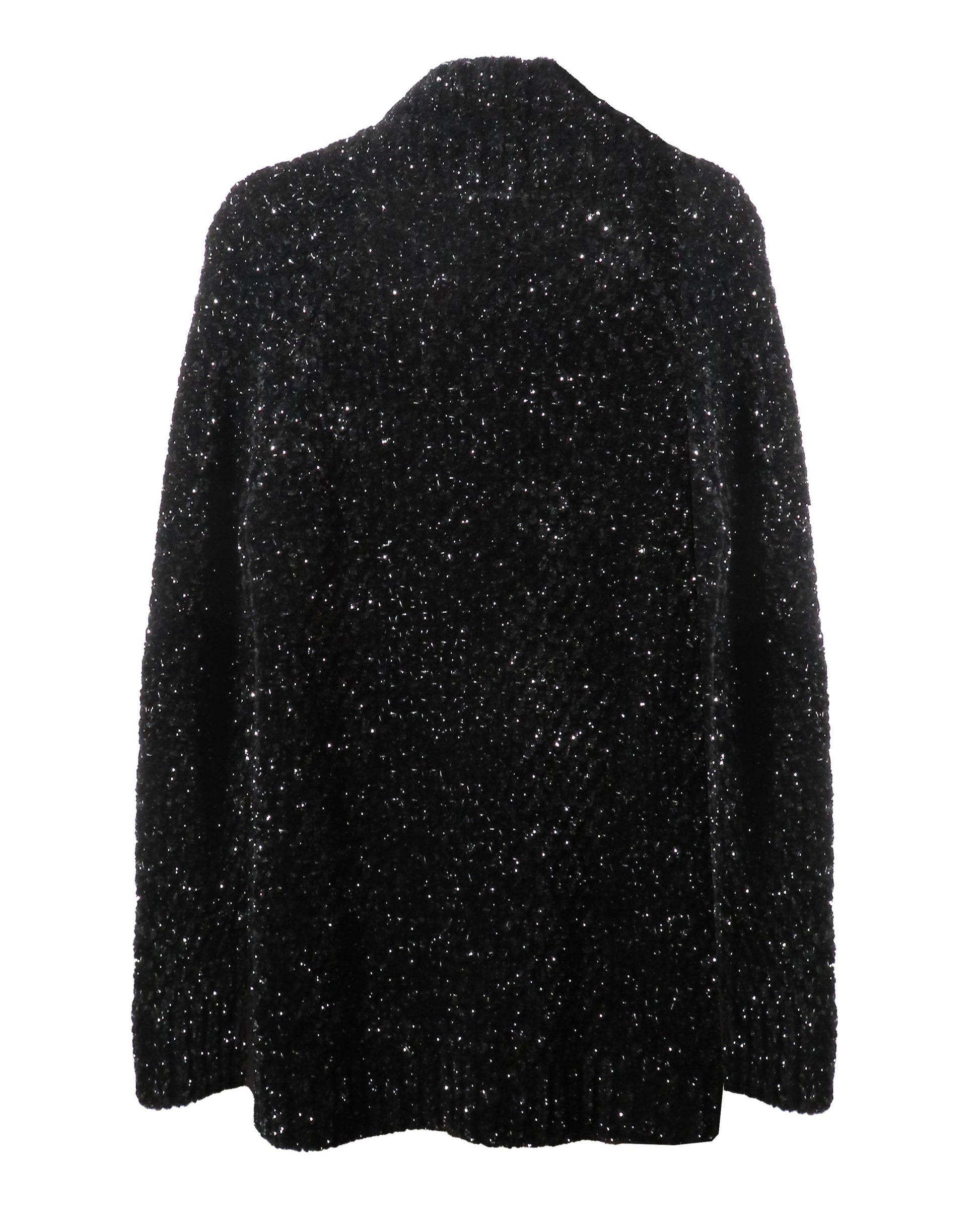 Black textured sweater on a white background