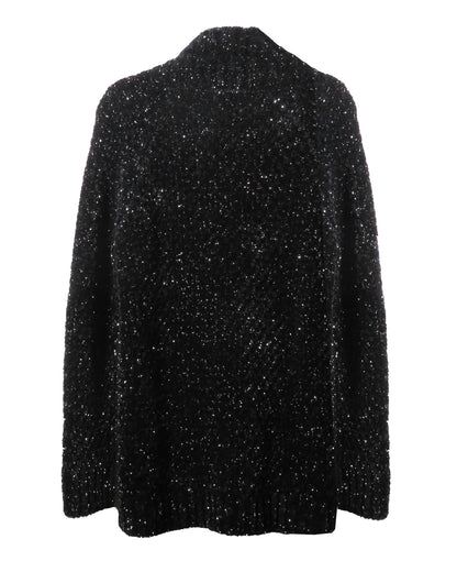 Black textured sweater on a white background