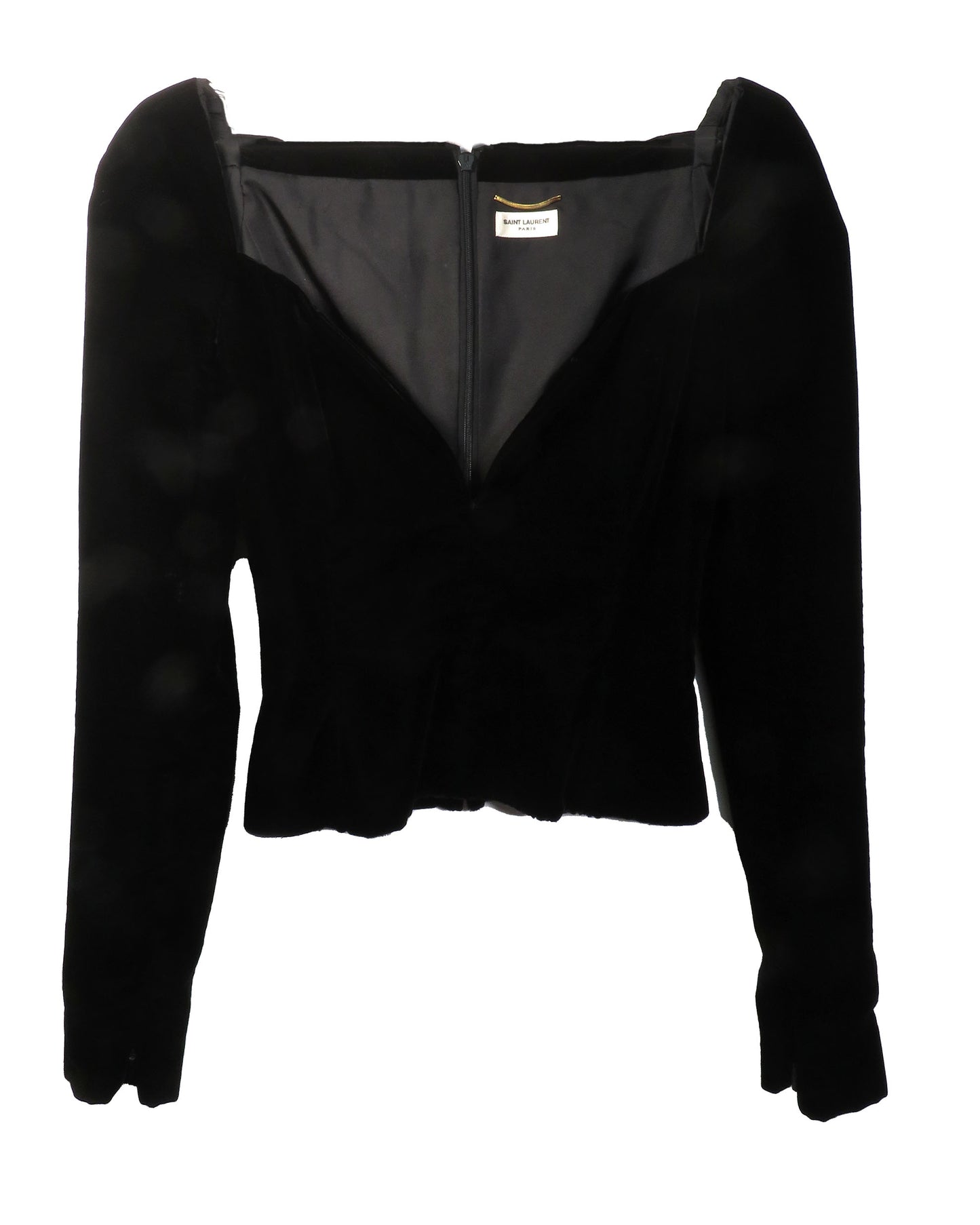 Black long-sleeve top on a white background