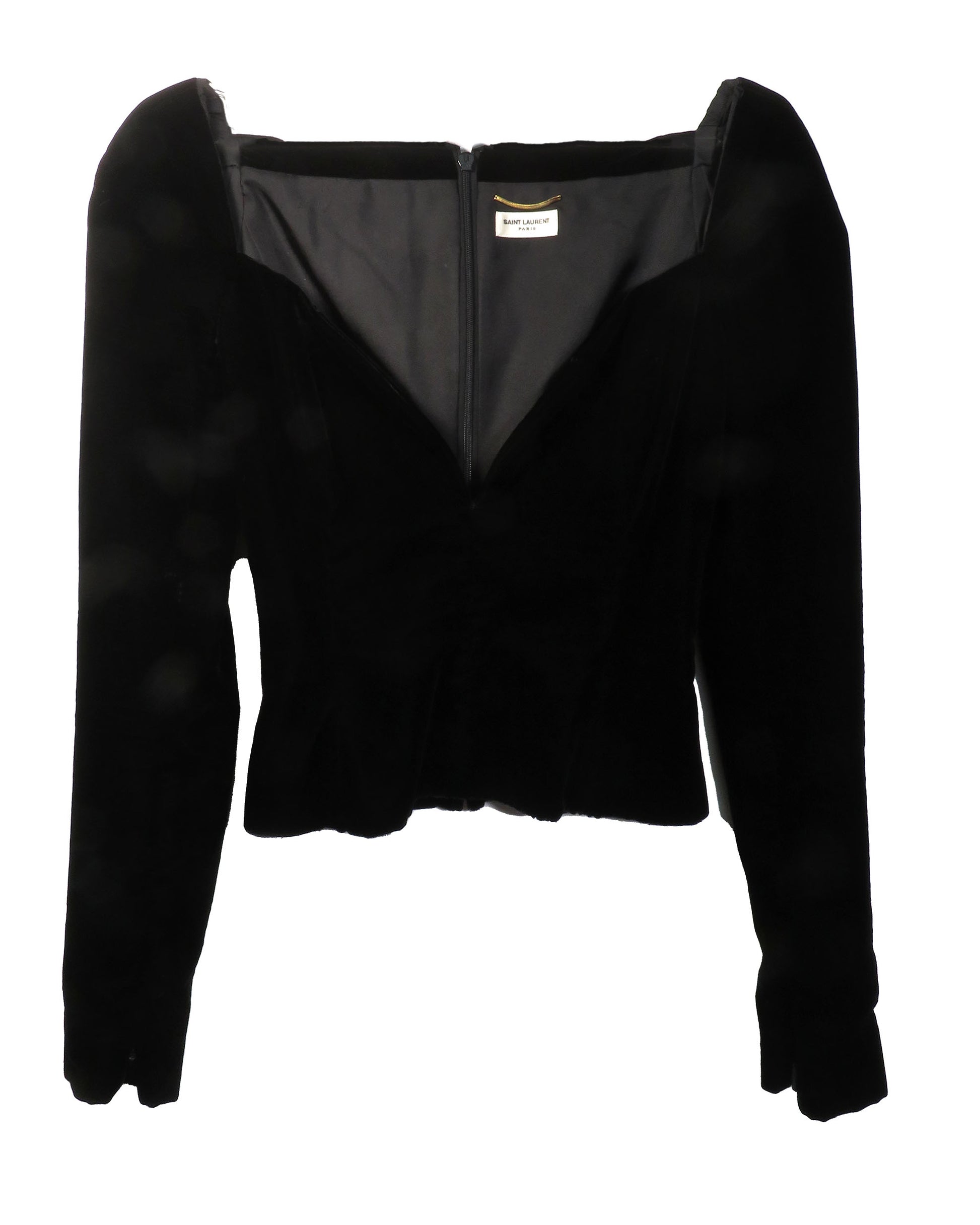 Black long-sleeve top on a white background