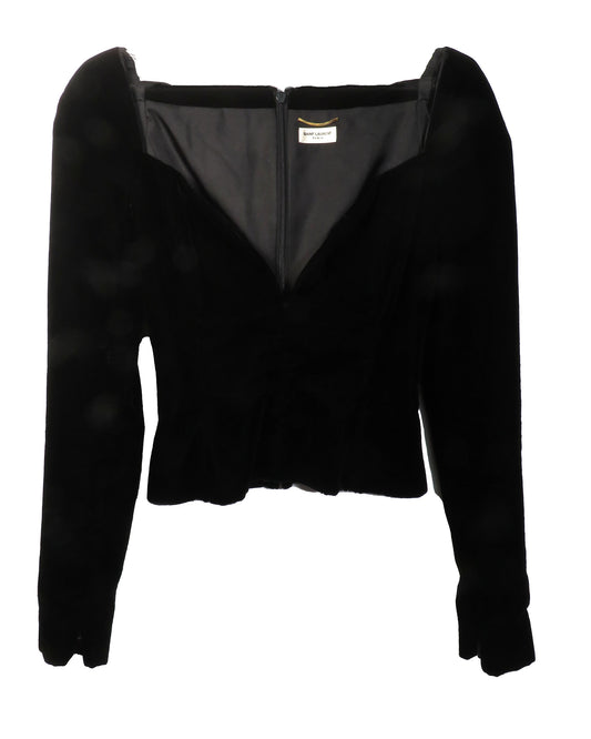 Black long-sleeve top on a white background