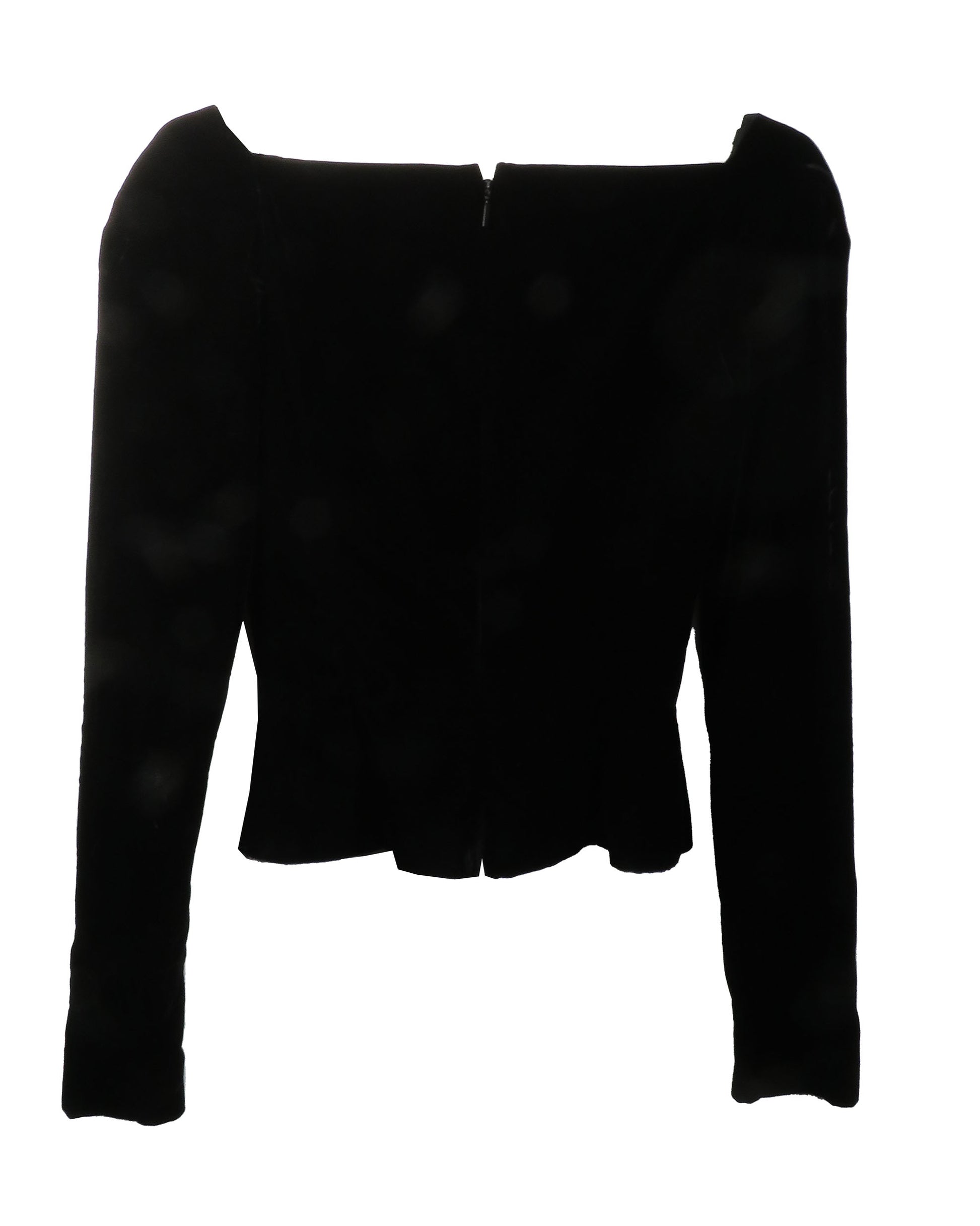 Black long-sleeve top on a white background