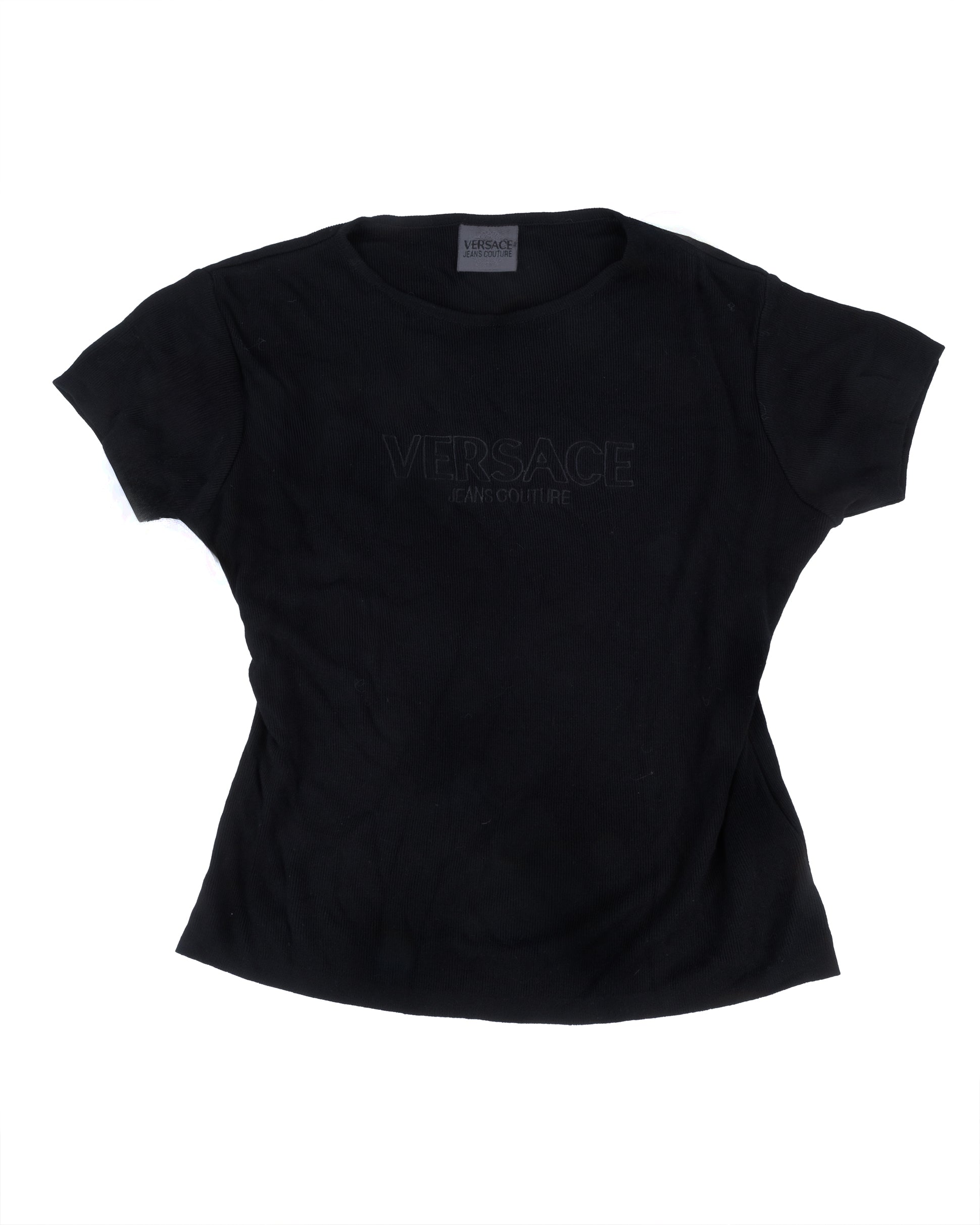 Versace Jeans Couture Black Ribbed T-Shirt - vothe archive - curated designer vintage

