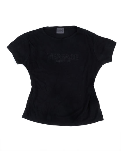 Versace Jeans Couture Black Ribbed T-Shirt - vothe archive - curated designer vintage
