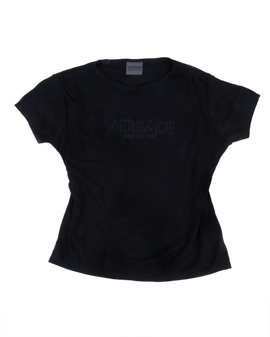 Versace Jeans Couture Black Ribbed T-Shirt - vothe archive - curated designer vintage

