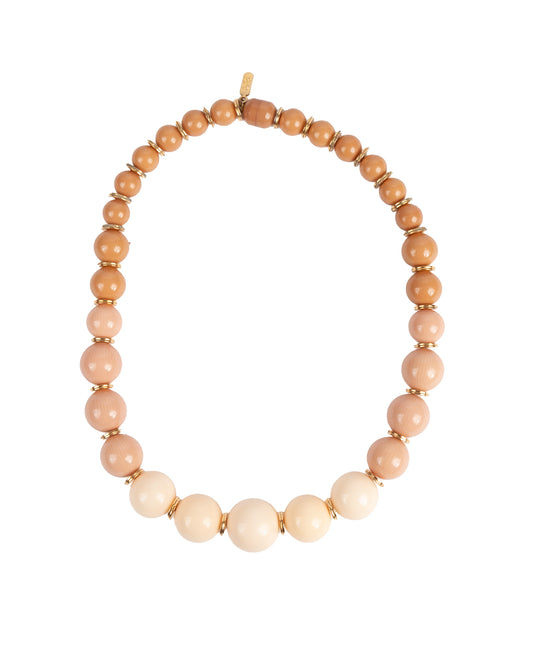 Yves Saint Laurent Beige Graduated Bead Necklace - vothe archive - curated designer vintage
