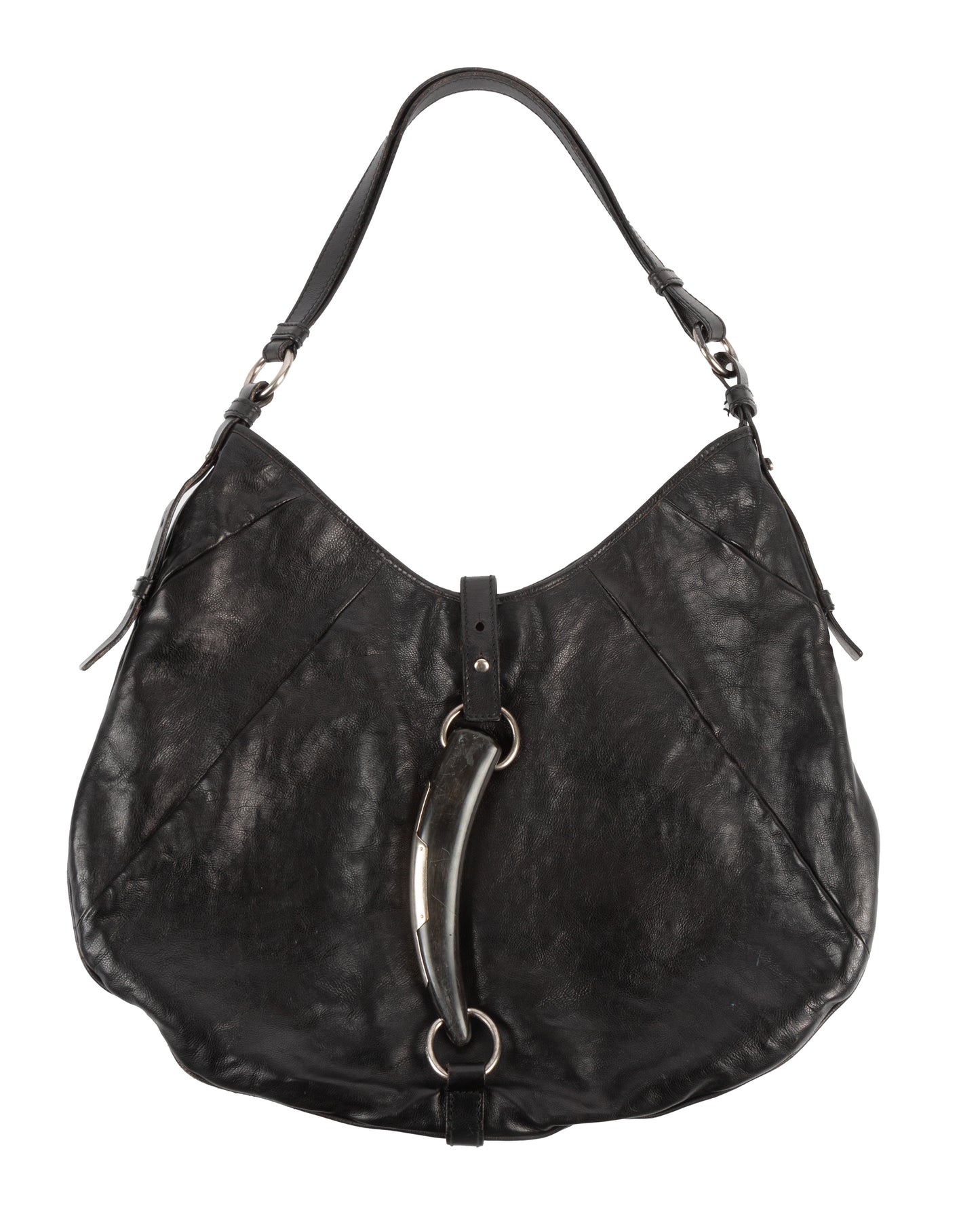 Yves Saint Laurent Black Mombasa Bag with Black Horn - vothe archive - curated designer vintage
