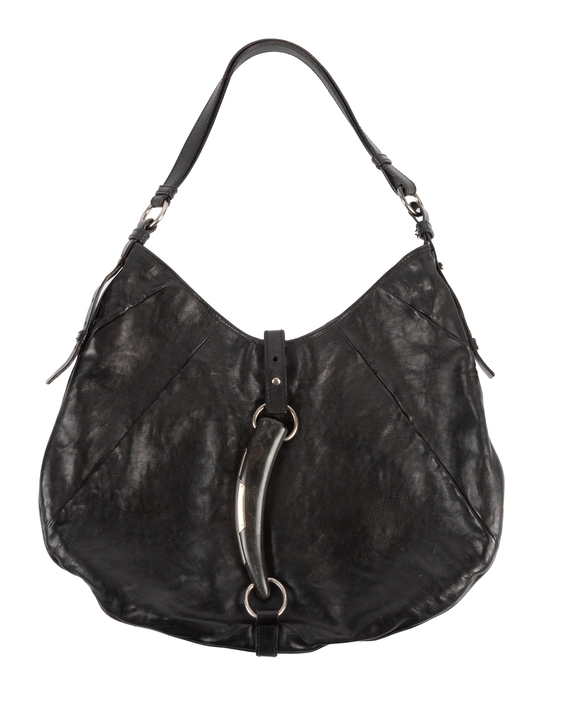 Yves Saint Laurent Black Mombasa Bag with Black Horn - vothe archive - curated designer vintage
