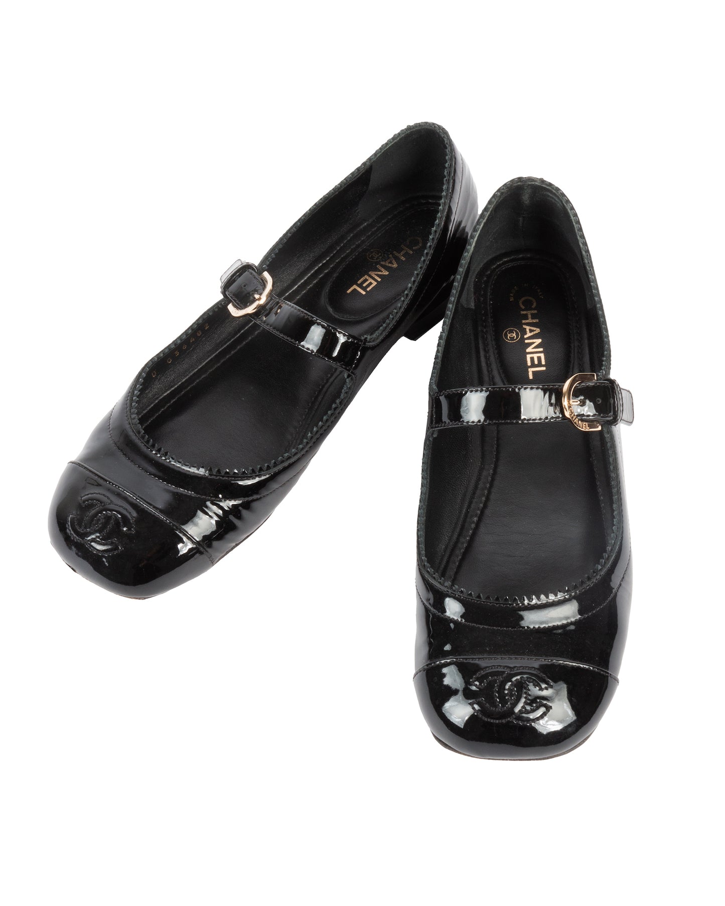 Black Patent Leather Mary Jane Flats - 35.5