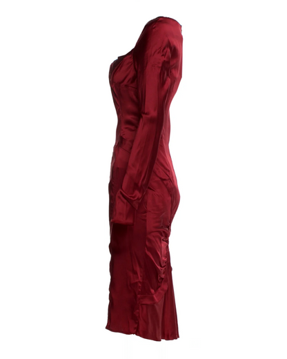 FW2003 Dark Red Silk Dress