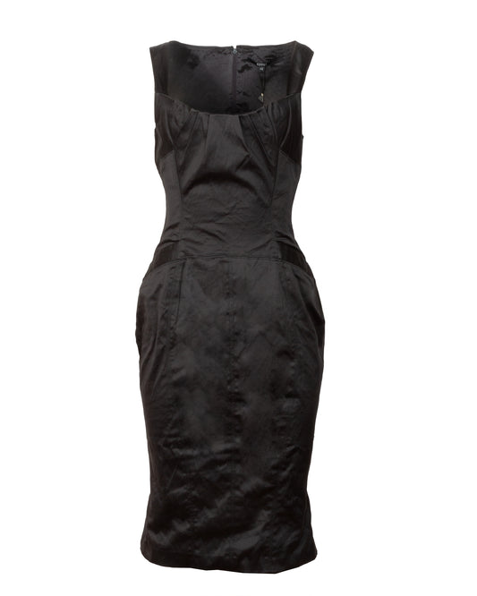 gucci by tom ford fw2003 black structured satin dress with buckle detail vothe archive curated designer vintage